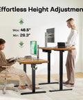 Marsail 48 X 30 Electric Standing Desk With One Piece Thickened Desktop, height adjustable showcasing max 46.5" and min 28.3".