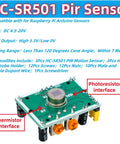 Three Pack HC SR501 PIR Motion Sensor Module showing circuit board with interfaces for Raspberry Pi Arduino DIY projects.