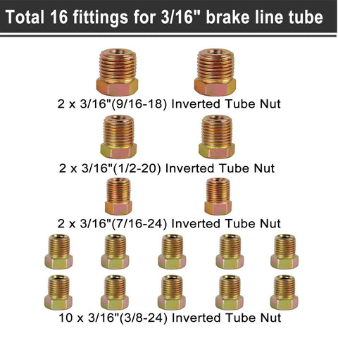 Brake Line Tubing Kit 3 Sixteenth Inch And 1 Quarter Inch 25 Feet Dual Size Copper Coated Alloy Steel Anti Rust Roll fittings