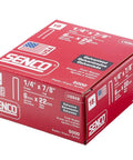 18 Gauge 1/4 Inch Crown Finish Staples 7/8 Inch Galvanized For Cabinets And Trim, 5,000 Per Box, packaging view