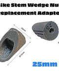 Beefed Up Bicycle Stem Wedge Nut Replacement Adapters Set, M8 Thread, Fits 22.2mm And 25.4mm Riser, 170mm Long Pole, Chrome Steel Finish