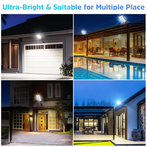 Two Pack Heavy Duty Solar Street Lights Waterproof Outdoor Lighting Cranks Out Serious Brightness With 6500K Daylight Led Beams And Wide Angle Coverage For Parking Lots Or Yards Includes Motion Sensor Remote And Dusk To Dawn To Light Up The Block