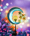 Stars Moon Solar Lights Outdoor Garden Decor Crackle Glass Globe Led Waterproof Landscape Lighting for Pathway Yard Lawn and Patio