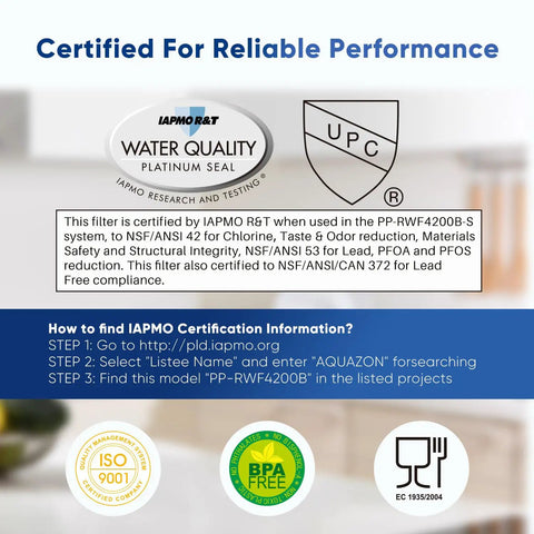 Certification details for Premium Refrigerator Water Filter Replacement For Samsung NSF 53 And 42 Certified BPA Free