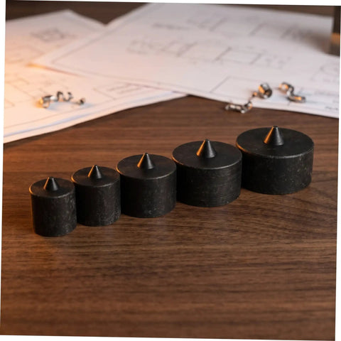 KALLORY 6 Pack Shaft End Protectors For Grip-O-Matic Pullers Industrial Machine Shaft Guard Caps on a wooden table.