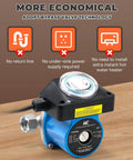 Hot Water On Tap Recirculation System For Tank Heaters With Adjustable 68 To 118 Degree Bypass Valve showing compact valve and timer design.