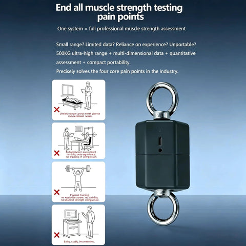 500kg Isometric Strength Tester With Push Pull Force Sensor App Control Rate Of Force Development And Peak Force Metrics Standard Edition For Explosive Power And Endurance Testing Built For Beast Mode black portable device with metal rings
