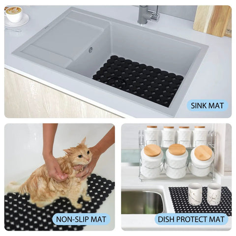 Two Pack Adjustable Kitchen Sink Mat With Fast Draining Design That Protects Dishes And Glassware Easy To Clean Dish Drying Mat DIY Cut To Fit Soft PVC Sink Protector For No Mess Drying And Quick Drain