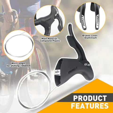 Road Bike Shift Lever 2x7 Speed Shifter With Brake Levers For Crisp Gear Changes, Ergonomic Aluminum Brake Levers, Shimano Compatible