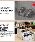 Comparison of ordinary storage box and Two Tier Wooden Coffee Bar Organizer For Countertop With Dust Proof Drawer And Five Compartments