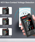 Ultra Thin Rechargeable Digital Multimeter With 3.2 Inch Color LCD testing electrical outlet using NCV detection