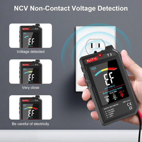 Ultra Thin Rechargeable Digital Multimeter With 3.2 Inch Color LCD testing electrical outlet using NCV detection