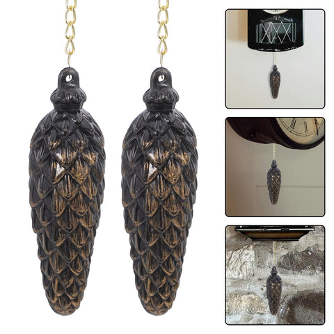 Two Pack Cuckoo Clock Decorative Weights With Chains For Mechanical Movement, Plastic Pendulum Kit For Home And Office Wall Art Decor, Vintage Charm Upgrade For Any Clock Display Easy Install