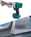Heavy Duty Cordless Electric Shears With 18V Battery And 360 Degree Rotating Head For Snipping Metal Sheet Fast cutting through stacked aluminum sheets.