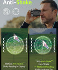 Man using Go To Golf Rangefinder With Slope And Anti Shake Tech, 800 Yard Range, 6X Magnification, Flag Pole Lock feature shown