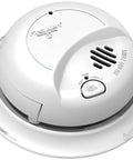 Hardwired Smoke Detector With Battery Backup And Ionization Sensor Keeping Your Folks Safe From Fast Moving Blazes With A Mighty Eighty Five Decibel Alarm In Classic White Finish One Pack top view showing controls and design.