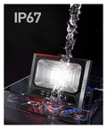 Heavy Hitter Solar Flood Light With Wireless Remote And Auto Dusk To Dawn Sensor Ultra Bright Waterproof Led Security Spotlight being tested under water for IP67 rating.