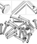 20 Piece Stainless Steel Clevis Pin Kit With Single Hole For Fixed Locating, shown with close-up of pin ends and holes
