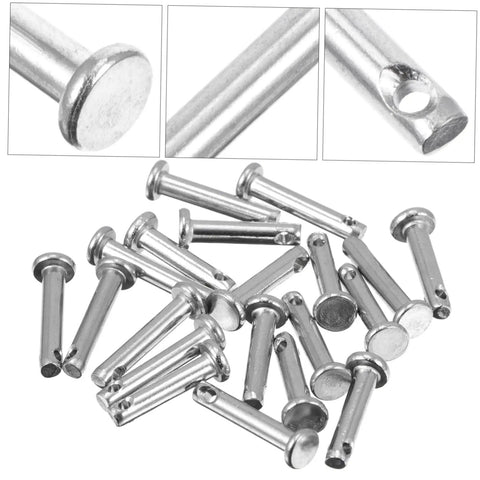 20 Piece Stainless Steel Clevis Pin Kit With Single Hole For Fixed Locating, shown with close-up of pin ends and holes