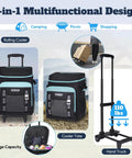 Rolling Cooler With Wheels And Handle, 50L Capacity For 80 Cans, Portable Insulated PEVA Cooler, Leakproof and Durable design