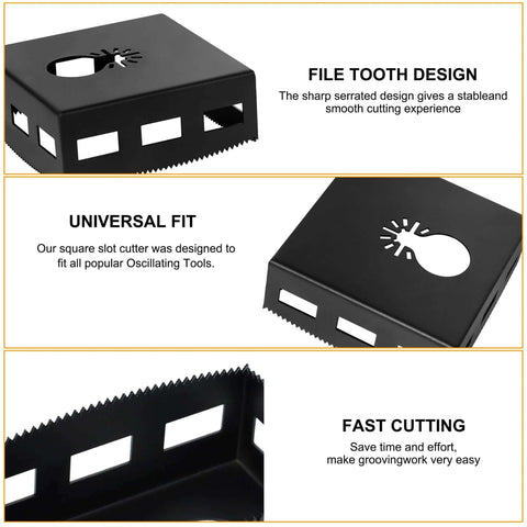 Square slot cutter block for drywall outlets; stainless steel, 2pcs, universal fit for Dewalt 20V/Milwaukee M18 tools.