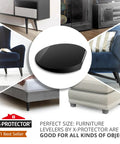 Slick Black Rubber Furniture Levelers 2 Inch Adjustable Shims for steady furniture use, shown with various furniture pieces.