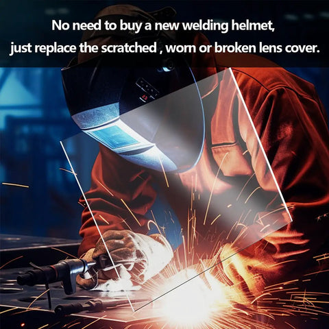 Welder using Set of 20 Replacement Clear Lens Covers for Solar Auto Darkening Welding Helmets, Pro Grade Quality, 1mm thick polycarbonate