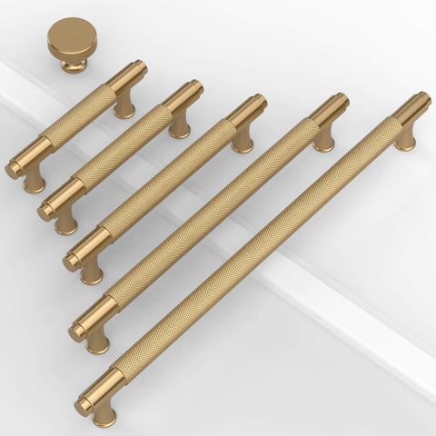 10 Pack Champagne Bronze Knurled Cabinet Knobs For Dresser Drawers Brass Cupboard Hardware For Cabinets CK0029 displayed