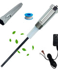 Titanium Water Heater Anode Rod With Wrench Electric Replacement Rod That Eliminates Odor Fits 40 To 89 Gallon Tanks 120VAC To 24VDC Rectifier Longer Lasting Than Magnesium, shown with components and wrench.