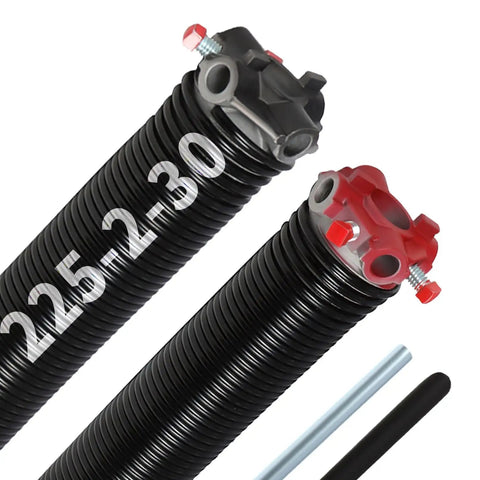 Garage Door Torsion Springs Pair 0.225 X 2 In X 30 In Dope Heavy Duty Steel With Aluminum Cones Precision Heat Treated Finish