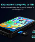 All In One Portable MP3 Player With Bluetooth And Wi Fi 144GB Music Player showing expandable storage up to 1TB