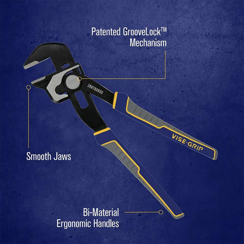 8 Inch Adjustable Pliers For Plumbing With Tongue And Groove Jaws And Locking Mechanism, Smooth Jaws For Damage Free Install