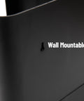 Close-up of wall mount feature on Cup And Condiment Station For Countertop Coffee Bar 13 Inch Organizer Black Plastic Storage Caddy.