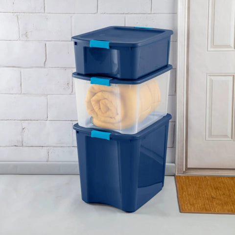 Hella Sturdy Stackable Storage System Featuring 18 Clear Plastic Totes With Heavy Duty Latching Lids Perfect For Decluttering Closets Garages And Keeping Family Gear Tidy