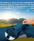 Blue Ultralight Sleeping Bag Liner Travel Sheets And Adult Sleep Sack For Summer Use with closeup of pillow slot.
