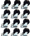 12 Pack 2 Inch Swivel Caster Wheels Rubber Base With Top Plate Bearing Heavy Duty for Carts and Furniture