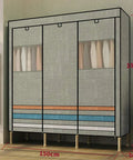 Slick Setup Portable Closet Organizer And Wardrobe Shelves Crafted From Thick Nonwoven Fabric Featuring Easy Pop Up Build And Smart Bedroom Storage Flex in a room with three sections and a zippered cover.