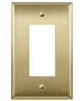 Brushed Brass Stainless Steel Wall Plate 1-Gang Outlet Cover All Metal Corrosion Resistant UL Listed 4.88 x 3.11 Inch Mid-Size