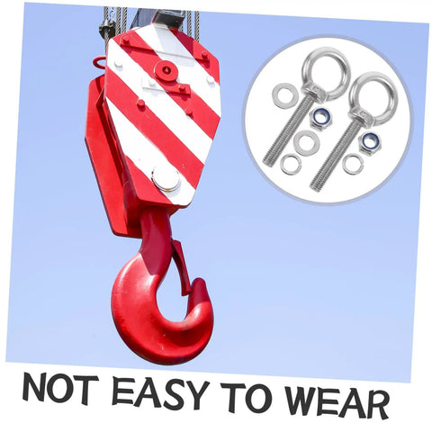 Beefy Heavy Duty Stainless Steel Eye Bolt M10x60 With Nut And Washers For Secure Rigging And Lifting Durable Eye Screw Hook Weather Resistant Hardware For Industrial Home And Workshop Use installed on lifting hook