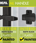 Exterior and interior of Storm Door Lever Handle With Lock And Key Surface Mount Fits Doors 1 To 1 And A Half Inches Thick Matte Black 4 Post Design Easy Replacement No Fuss Install For Secure Home Use