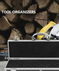 Durable Aluminum Tool Organizer Box With Secure Twist Latches Portable Travel Case Scratch Proof Exterior open with black interior.