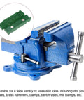 Boss Level Magnetic Vise Jaws 5 Inch Soft Rubber Grip Pads on blue vise for secure grip and protection.