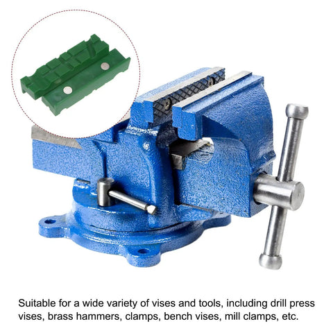 Boss Level Magnetic Vise Jaws 5 Inch Soft Rubber Grip Pads on blue vise for secure grip and protection.
