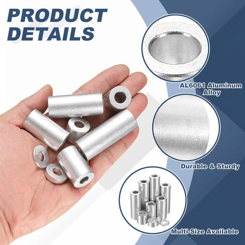 Top Shelf Aluminum Spacer Bushings 8 Pack Straight Round Config 3 4 Outer Diameter X 3 8 Inner Diameter X 3 4 Long in hand.