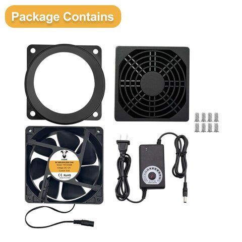 Compact 120mm DC Soldering Fume Extractor Fan With Filter Pad And Duct Kit Adjustable Speed Plug And Play Package Contents