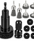 Garage Ready Wheel Hub Cleaning Kit With Carbon Steel Wire Brushes And Five Heavy Duty Abrasive Pads For Knocking Out Gnarly Rust And Freshening Brake Rotors Fast, showcasing wire brushes and abrasive pads.