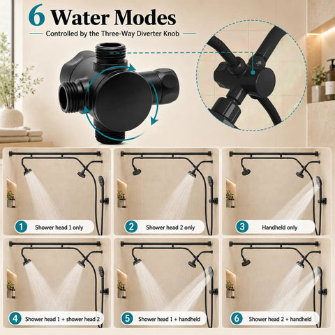 Triple Shower Head System With Handheld Goes Hard On Pressure Adjustable Dual Heads For Tubs Built Tough No Sweat Setup Zero Drip Design Straight Up Solid Bathroom Upgrade