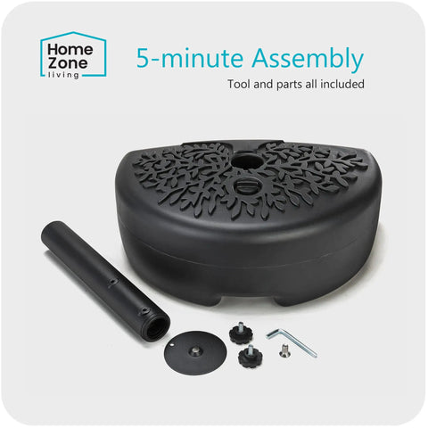 Fillable Patio Umbrella Base Stand 40Lb Half Round With Water Or Sand Fill For Poles Up To 1.9In Diameter HDPE parts
