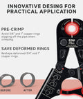 All In One PEX Pipe Crimp Tool Kit For 3/8, 1/2, 3/4, And 1 Inch Copper Rings With Free Gauge And PEX Pipe Cutter Meets ASTM F1807 close-up