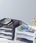 Stackable Paper Letter Tray Desk Organizer Set For Space Saving Mail And File Vertical Or Horizontal Layout Lightweight ABS Construction Easy Assembly Durable Office Desk Organizer